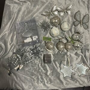 Lot of silver Christmas decor